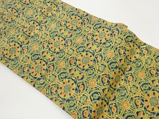 JAPANESE NAGOYA OBI / FLOWER & GEOMETRIC